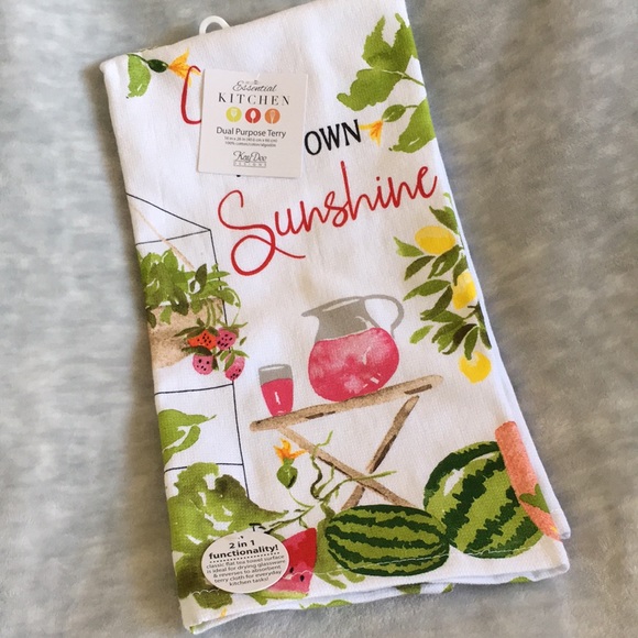 Grow Your Own Sunshine Watermelon Garden Kitchen Towel Cotton NWT 16x26” Kay Dee - Picture 14 of 16